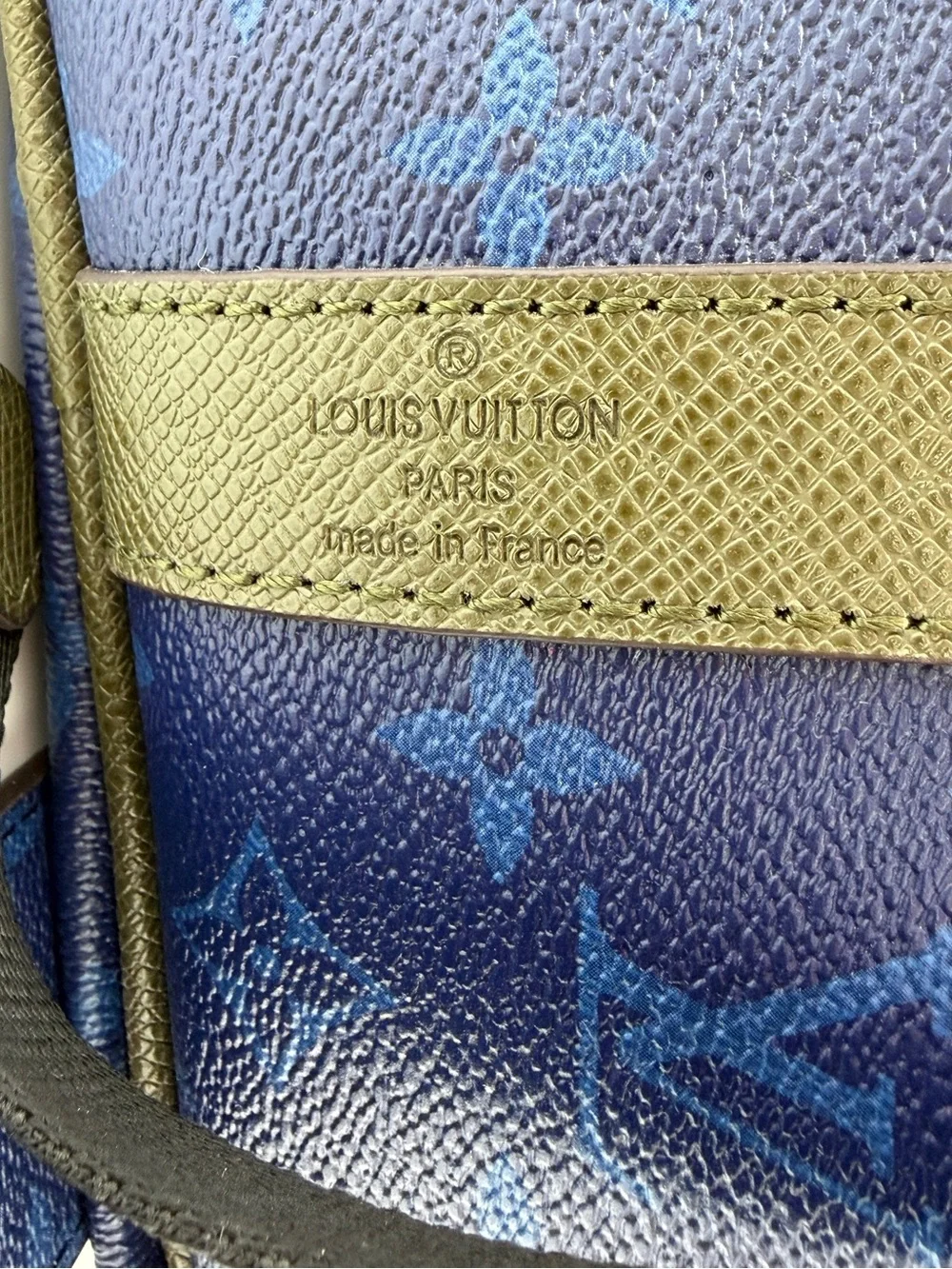 Louis Vuitton Blue Taigarama Monogram Keepall Bandouliere 50